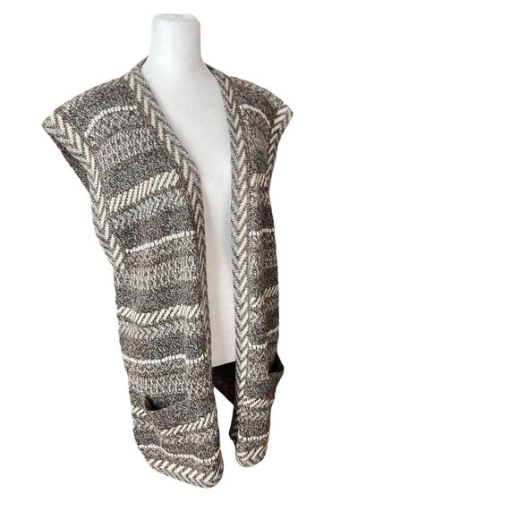 Nomadic Traders Medium Alpaca Vest Vintage Brown Ivory Gray Open Front - Picture 5 of 9